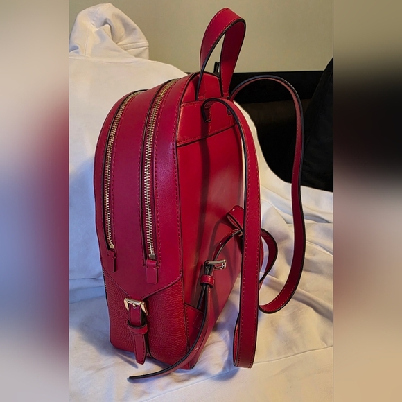 Michael Kors Cherry Red Backpack with Gold Hardware - Brand New - Picture 3 of 7